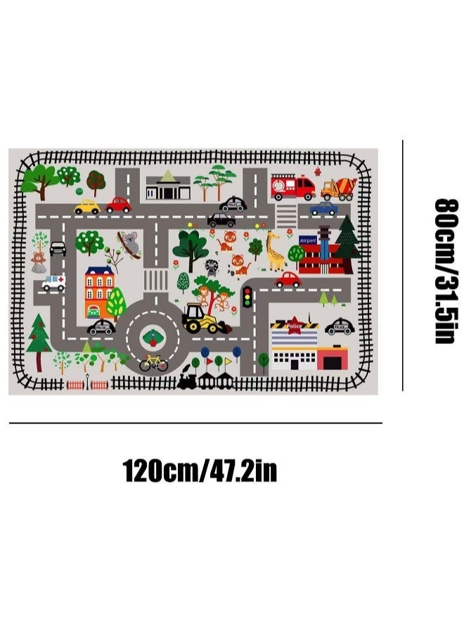 Vixplorn Newborn Games Playmats/Kids Rug Mat Carpet, Car Rugs for Kids Toy Cars, Non Slip Floor Mats for Kids, Educational Area Play Rugs for Kids Playroom Bedroom， Children's Educational Fun Carpet 80×120cm - Image 2